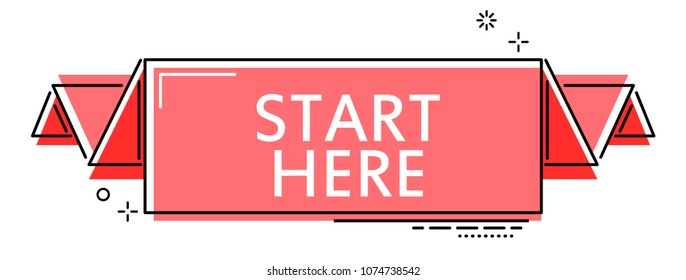 red flat line banner start here