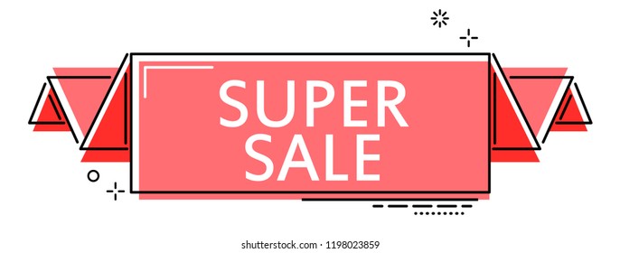 red flat line banner super sale