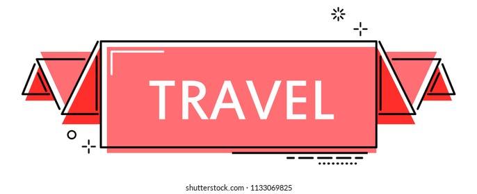 red flat line banner travel