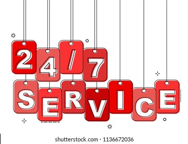 red flat line tag 24/7 service