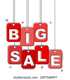 red flat line tag big sale