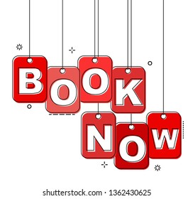 red flat line tag book now