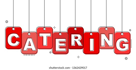 red flat line tag catering