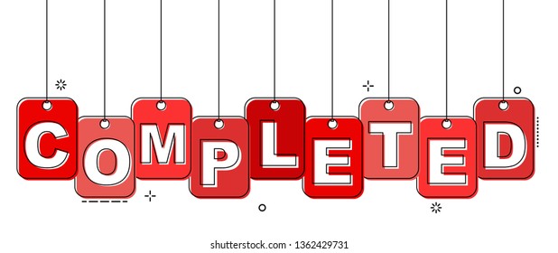 Red Flat Line Tag Completed Stock Vector (Royalty Free) 1362429731 ...