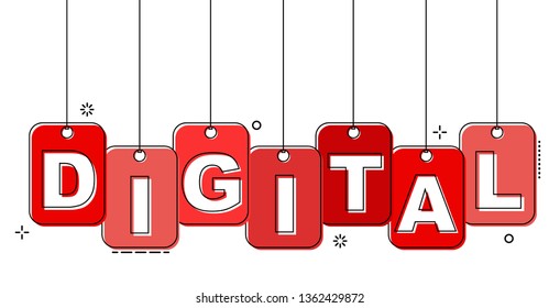 red flat line tag digital