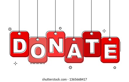 red flat line tag donate