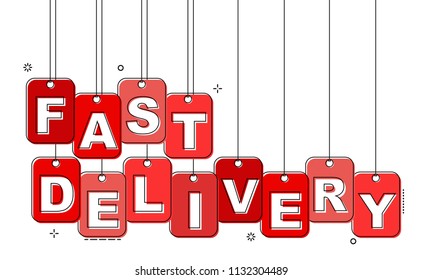 red flat line tag fast delivery