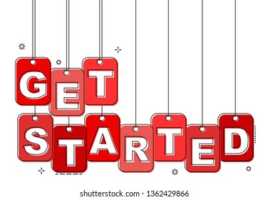 red flat line tag get started