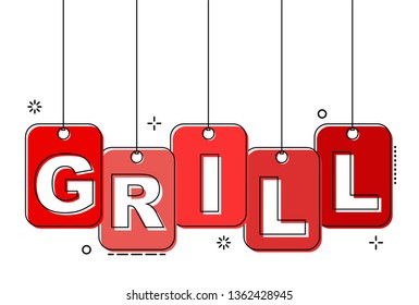 red flat line tag grill