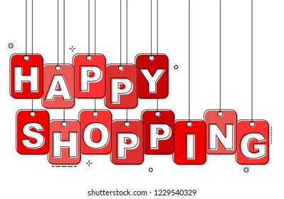 red flat line tag happy shopping