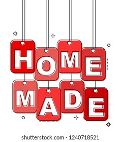 red flat line tag home made