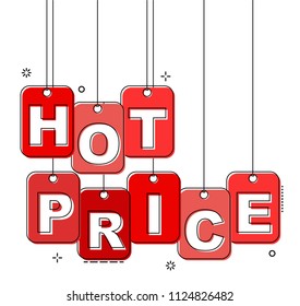 red flat line tag hot price