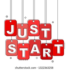 red flat line tag just start