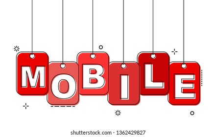 red flat line tag mobile