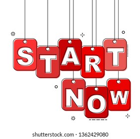 red flat line tag start now