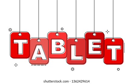 red flat line tag tablet