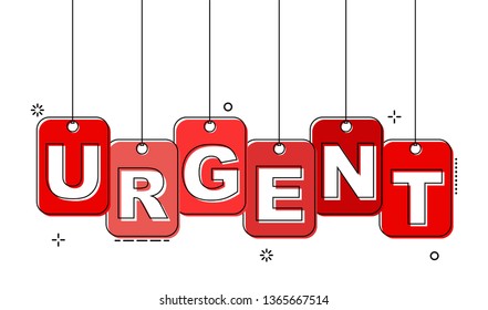 red flat line tag urgent