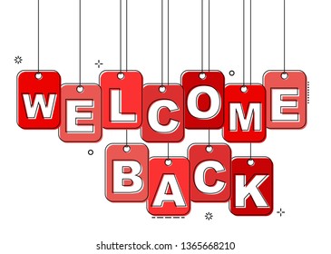 Red Flat Line Tag Welcome Back Stock Vector (Royalty Free) 1365668210 ...