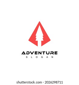 Red flat logo design for adventure