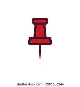 red flat paper pin icon sign symbol, vector, eps 10