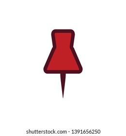 red flat paper pin icon sign symbol, vector, eps 10