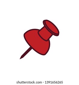 red flat paper pin icon sign symbol, vector, eps 10