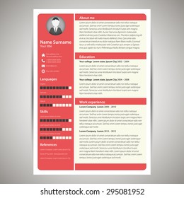 Red flat resume and cv template.