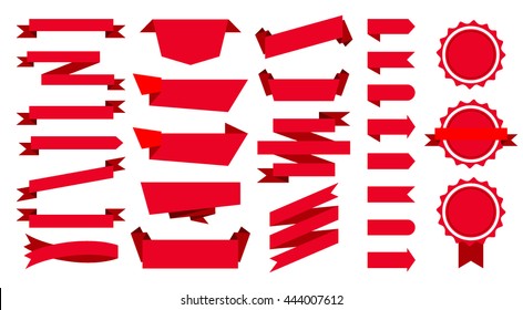 red flat ribbons set