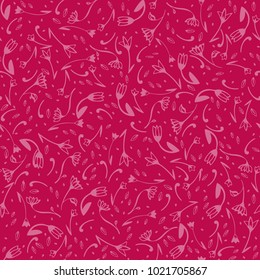 Red flat seamless floral texture vector