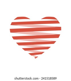 Red flat Spiral heart like origami isolated on white background