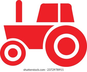 red flat Tractor icon. Creative sign from farm icons collection. Filled flat Tractor icon for computer and mobile. Symbol, logo vector graphics isolated on transparent background.