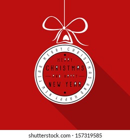 red flat typograhic transparent christmas card. christmas concept