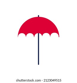 Red flat umbrella - vector on white background. Simple icon
