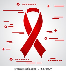 red flat world aids day 1 december awareness triangular tape icon