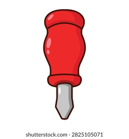 Red Flathead Screwdriver Cartoon Illustration