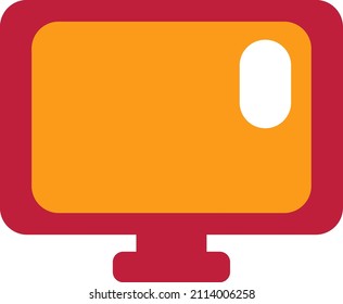 Red Flatscreen TV, Illustration, Vector On A White Background.