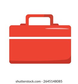 Bolsa de estilo plano vermelho ou ícone de caixa de ferramentas, perfeito para negócios, profissionais ou visuais de conceito de reparo.