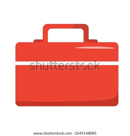 Red flat-style briefcase or toolbox icon, perfect for business, professional, or repair concept visuals.