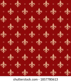 Patrón de lujo del Red Fleur De Lis. Fondo ornamental real sin costura.