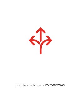 Red Flexibility icon symbol on white background.