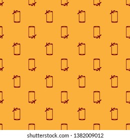 Red Flight mode in the mobile phone icon isolated seamless pattern on brown background. Airplane or aeroplane flight offline mode passenger regulation airline . Flat design. Vector Illustration