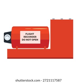 Registrador de vuelo rojo que muestra letrero no abierto descansando en la plataforma, que representa la seguridad de la aviación y la investigación