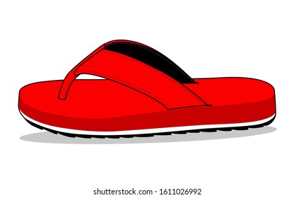 Red Flip Flop Sandals Shoes Design Vector, Side View