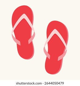 Red flip flops. Slippers icon. Beach accessories. Vector element for design.