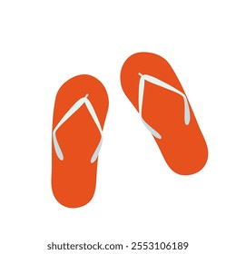 Red Flip Flops Summer Material White Background　