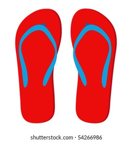 Red flip-flops isolated on a white background.