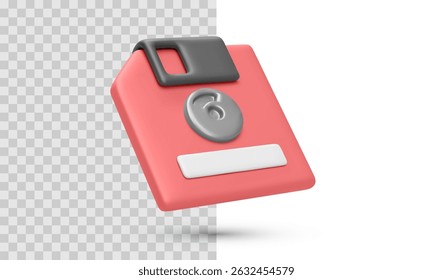 Red Floppy Disk Icon for Save, Archive, and Data Storage Symbol in Vintage Digital Style. Vector Illustration.