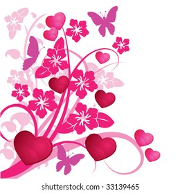 red floral background