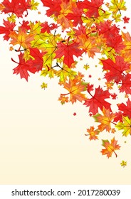 Red Floral Background Beige Vector. Leaves Decoration Design. Autumnal Ground Leaf. Isolated Foliage Texture.