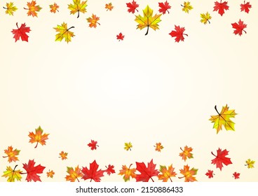 Red Floral Background BeigeVector. Leaves Ground Illustration. Autumnal Design Leaf. Tree Foliage Frame.